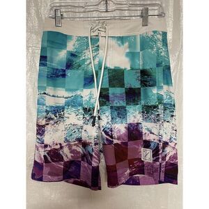 American Eagle Checkered Wave Swim Trunks Board Shorts XS
